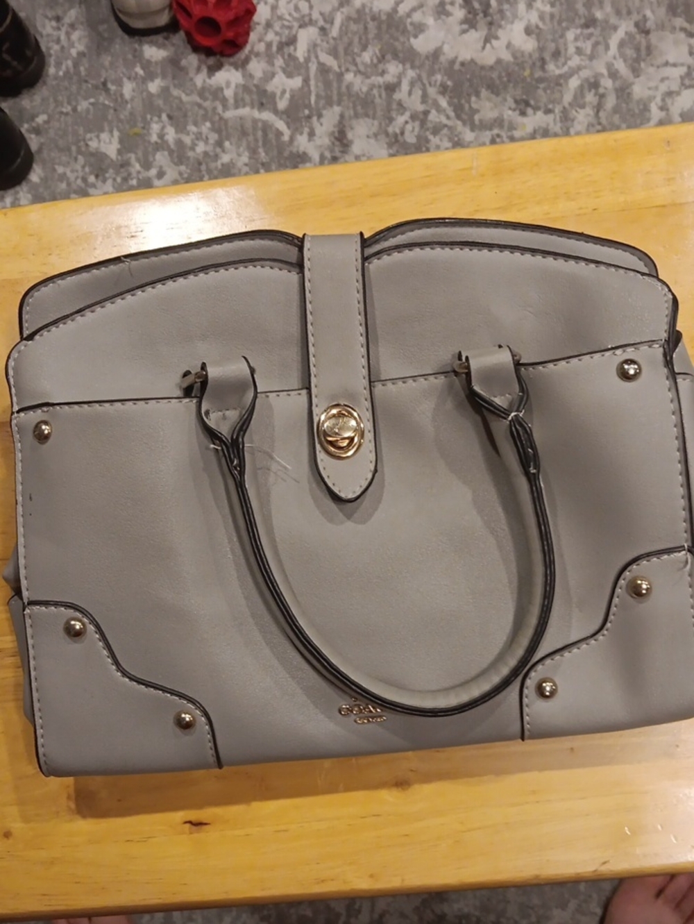 Coach Mercer 30 Leather Satchel Bag in Grey with Gold Hardware